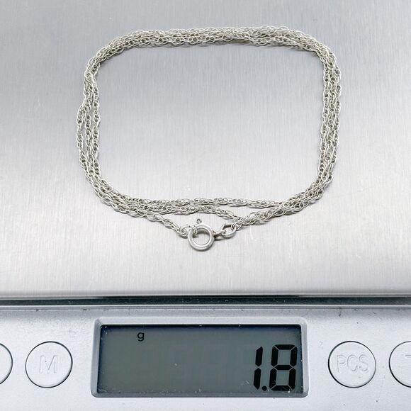 Vintage Sterling Silver 925 1.2mm Rope Chain Necklace 20.5" - Picture 3 of 3